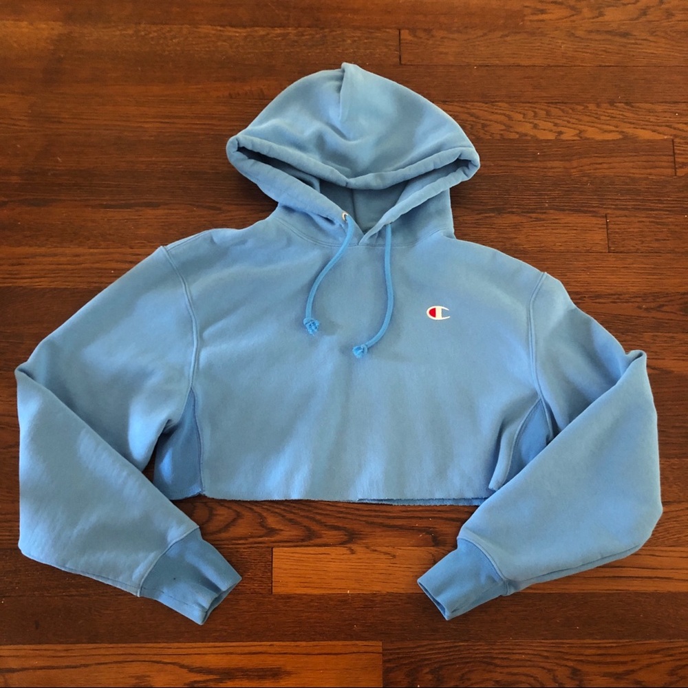 Champion Reverse Weave Active Blue Crop Hoodie